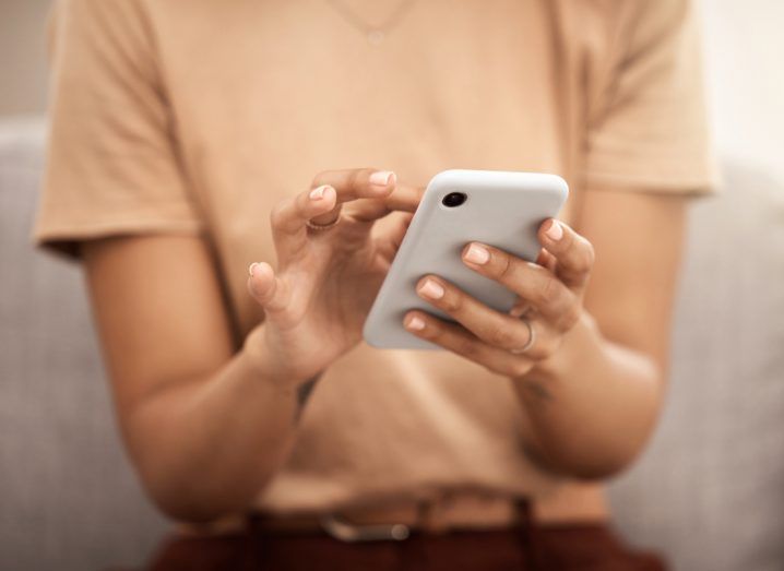 Woman using a smartphone.