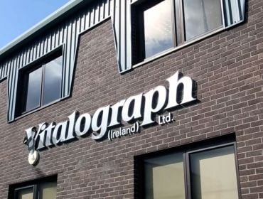 The brown brick front of the Vitalograph office in Ennis.